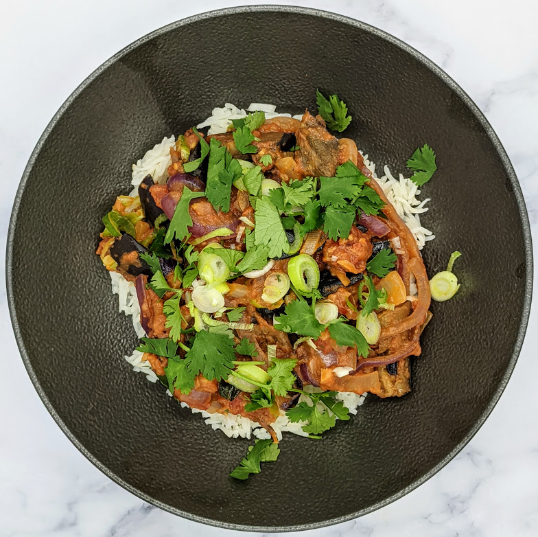 vegmeup plant-based vegan and veggie meals eggplant curry