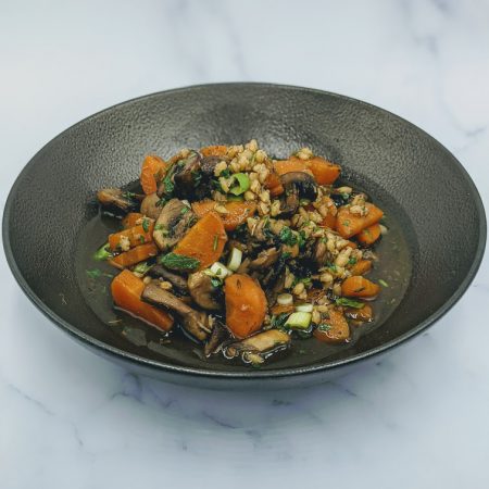 vegmeup plant-based vegan and veggie meals barley stew