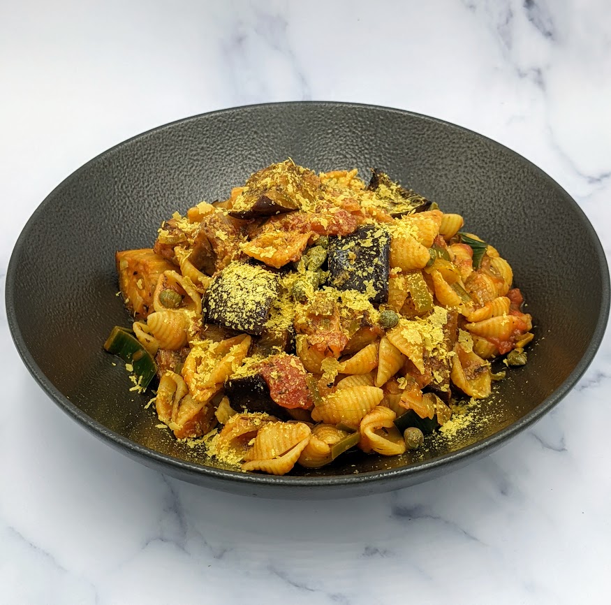 vegmeup plant-based vegan and veggie meals eggplant pasta
